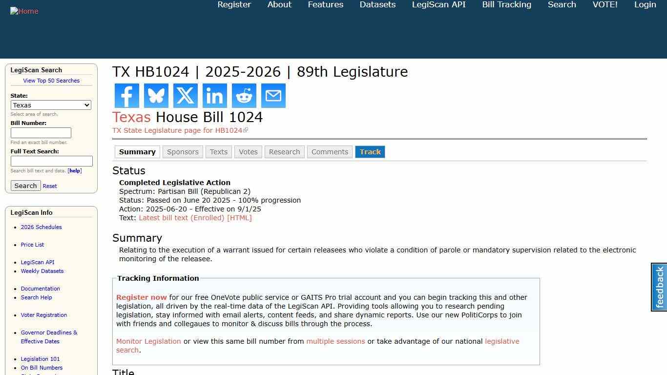 TX HB1024 | 2025-2026 | 89th Legislature | LegiScan